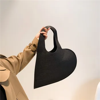 Новые однотонные кошельки и сумки в виде сердечек, женская сумка с верхней ручкой, сумка-тоут для покупок, модная новая сумка через плечо.