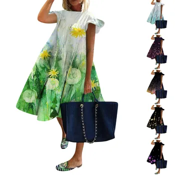 Одежда Женская Лето 2023 Фестиваль цветов с цветочным принтом Комфортный Отдых Свободные женские летние платья Женские Vestidos