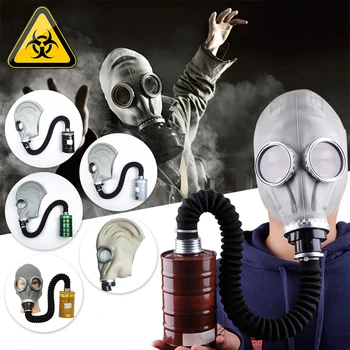 Полнолицевой противогаз Пылезащитный Химический Респиратор Маска-призрак из натурального каучука со шланговым фильтром Аэрозольная краска Аммиачная Противопожарная маска