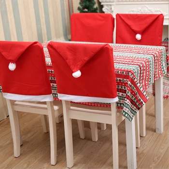 Рождественский чехол для стула, красный нетканый чехол для стула, украшение Рождественского стола, чехол для обеденного стула, принадлежности для рождественской вечеринки